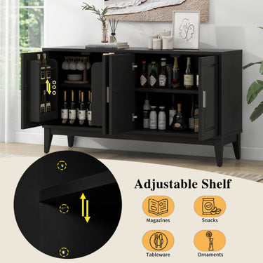 4 Door Sideboard Storage Cabinet With Gantry With Adjustable Shelves